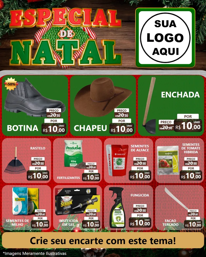Modelo de Rede Social para Feed Instagram com o tema Especial de Natal para Agropecuária
