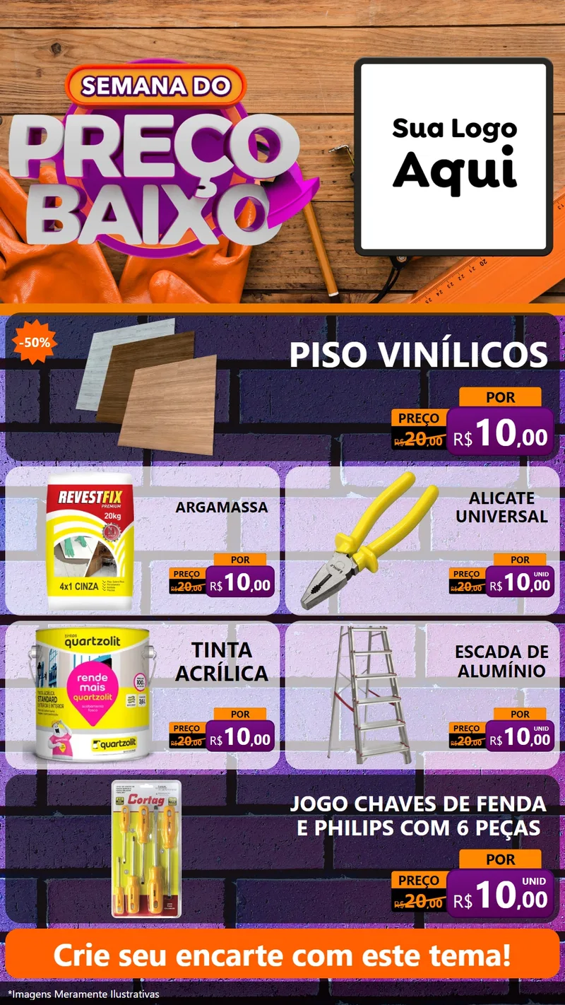 Modelo de TV para TV Vertical com o tema Semana do Preço Baixo - Construção para Material para Construção