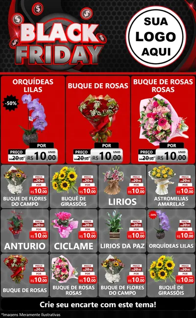 Modelo de Encarte para Encarte Grande com o tema Black Friday para Floricultura e jardim