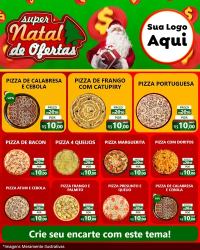 Modelo de Rede Social para Feed Instagram com o tema Super Natal de Ofertas para Pizzaria