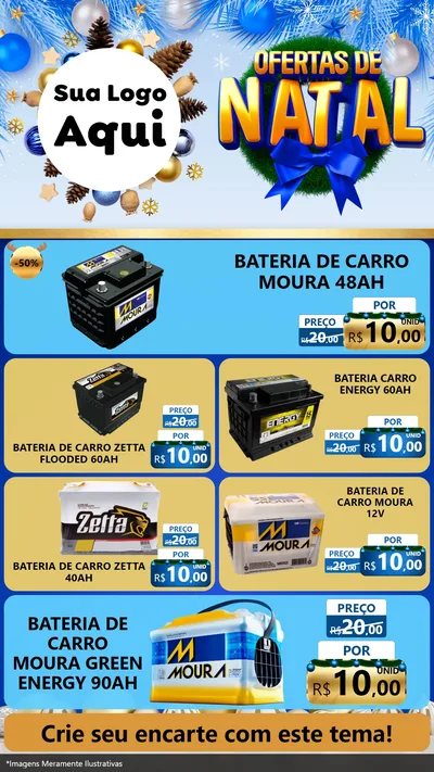 Modelo de TV para TV Vertical com o tema Ofertas de Natal para Baterias Elétricas