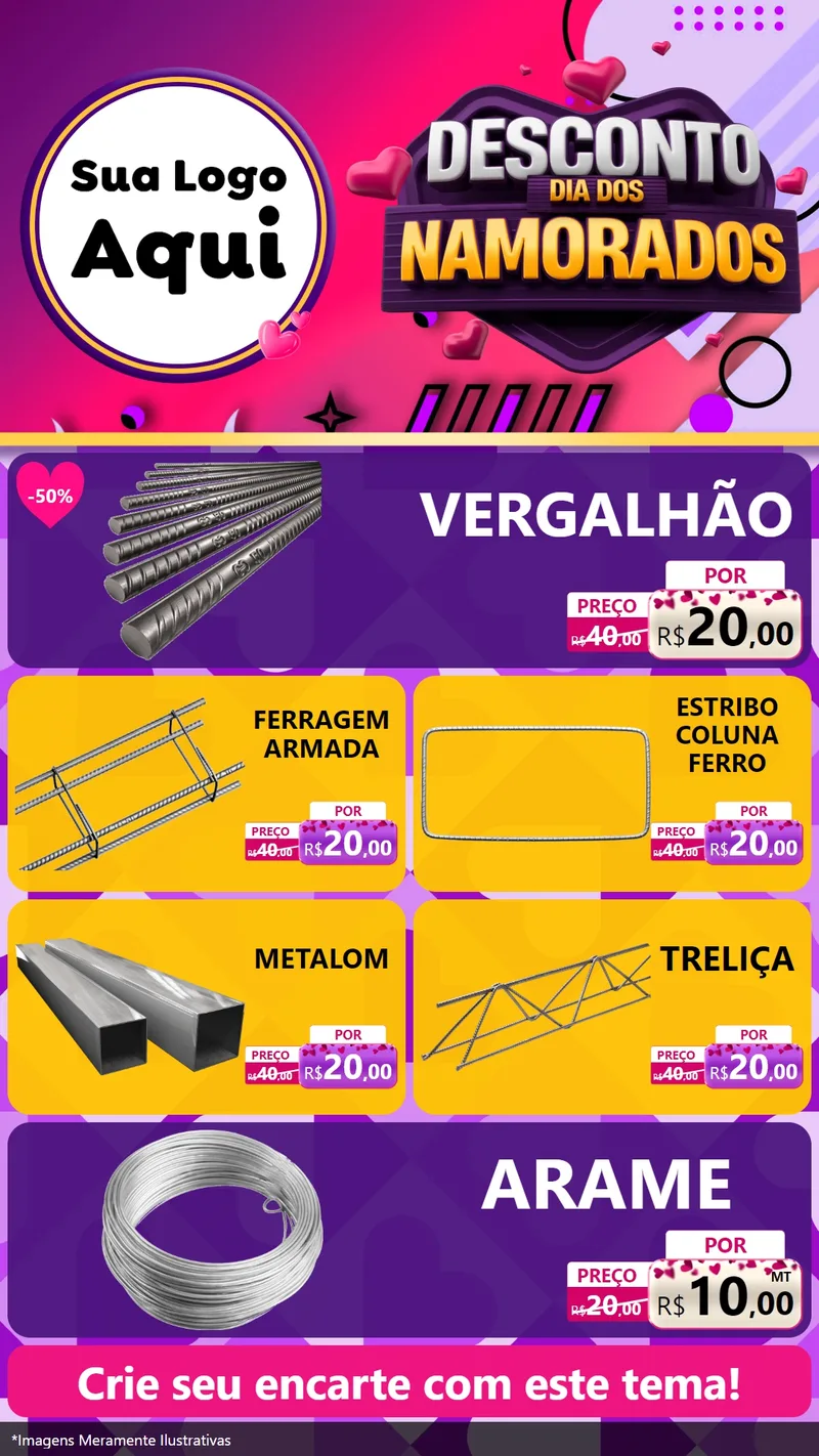 Modelo de TV para TV Vertical com o tema Desconto Dia dos Namorados para Ferragens