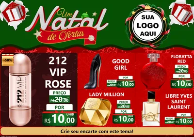 Modelo de Encarte para Encarte A4 Horizontal com o tema Um Natal de Ofertas para Perfumes