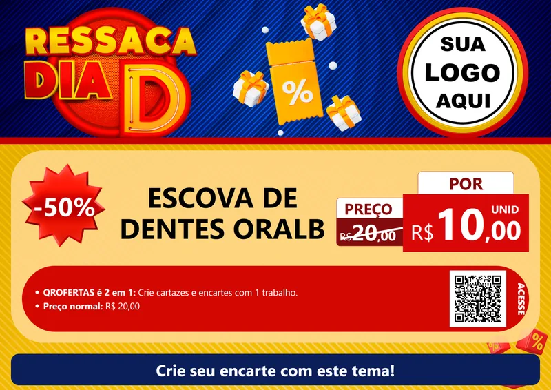 Modelo de Cartaz para Cartaz A4 Horizontal com o tema Ressaca Dia D para Higiene Pessoal