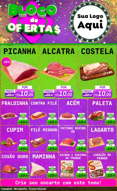 Modelo de Encarte para Encarte Grande com o tema Bloco de Ofertas para Açougue