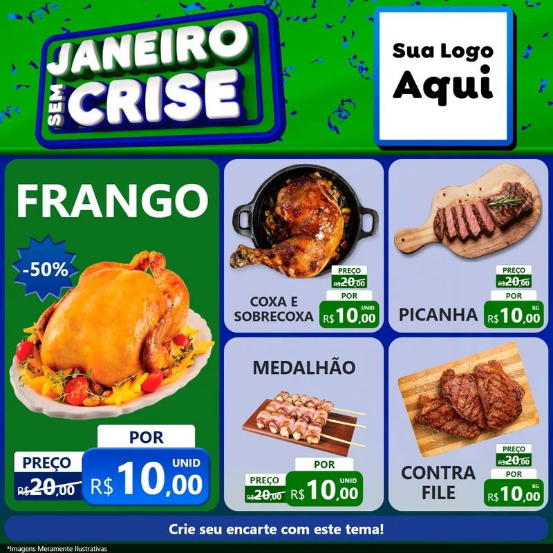 Modelo de Rede Social para Feed Facebook com o tema Janeiro Sem Crise para Assados