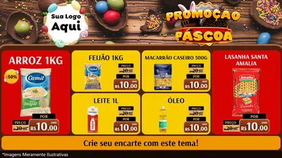 Modelo de TV para TV Horizontal com o tema Promoção Páscoa para Supermercado