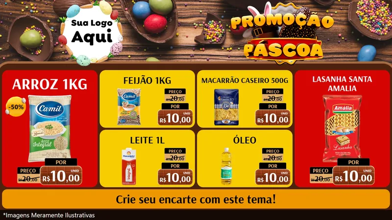 Modelo de TV para TV Horizontal com o tema Promoção Páscoa para Supermercado