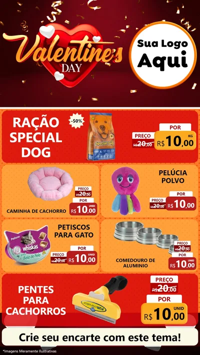 Modelo de TV para TV Vertical com o tema Valentine's Day para Pet Shop