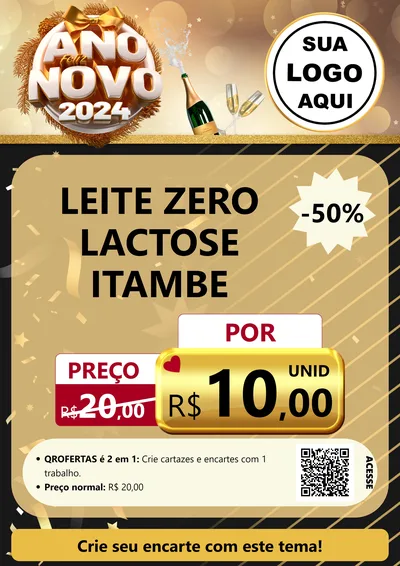 Modelo de Cartaz para Cartaz A4 Vertical com o tema Feliz Ano Novo 2027 para Frios e Laticínios
