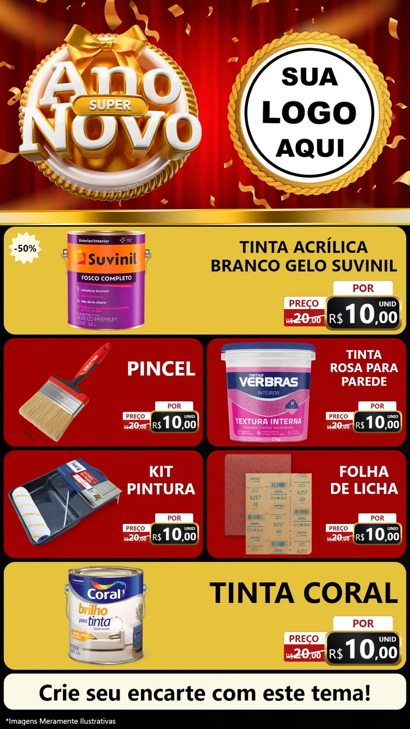 Modelo de TV para TV Vertical com o tema Super Ano Novo para Tintas e Ferramentas