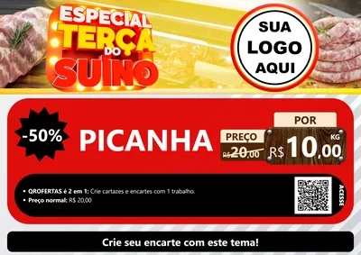 Modelo de Cartaz para Cartaz A4 Horizontal com o tema Especial Terça do Suíno para Açougue