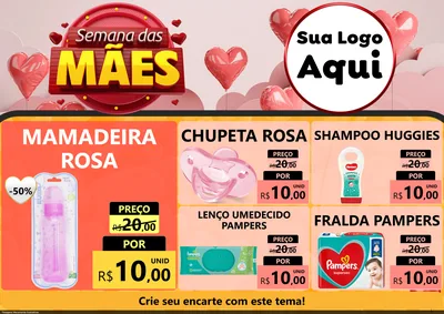 Modelo de Encarte para Encarte A4 Horizontal com o tema Semana das Mães para Bebês