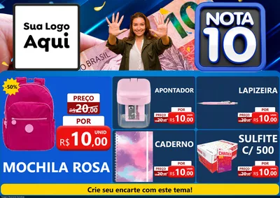 Modelo de Encarte para Encarte A4 Horizontal com o tema Nota 10 para Papelaria