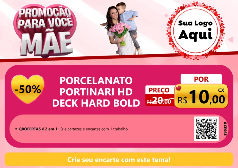 Modelo de Cartaz para Cartaz A4 Horizontal com o tema Promoção Para Você Mãe para Pisos e revestimentos