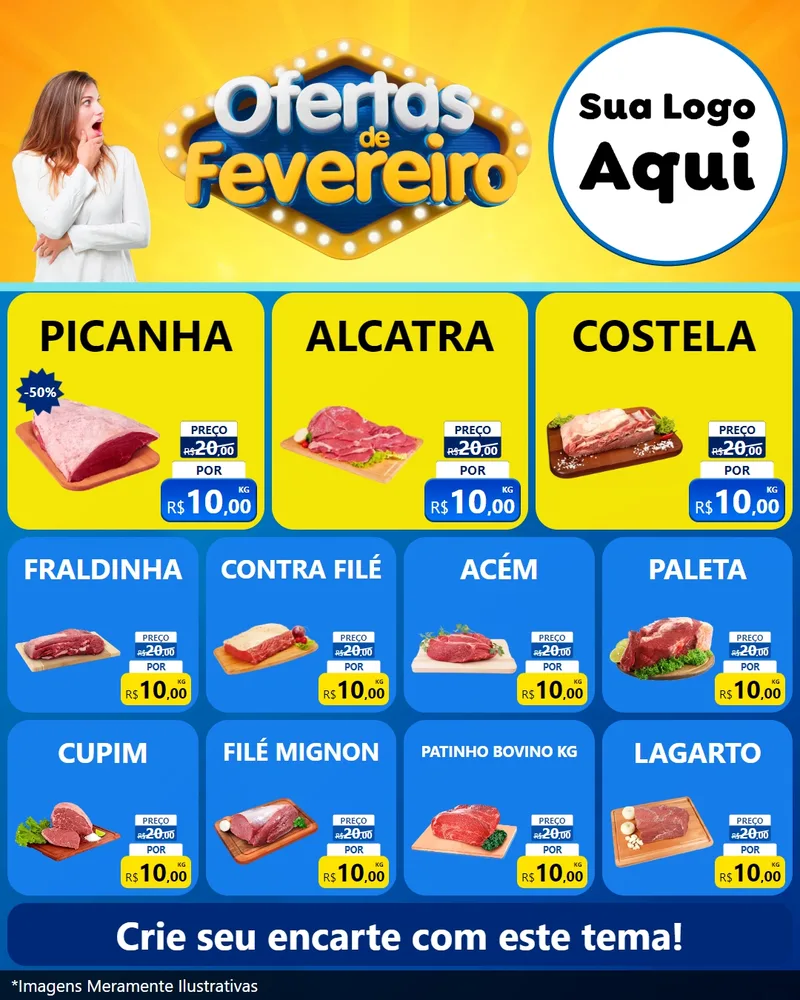 Modelo de Rede Social para Feed Instagram com o tema Ofertas de Fevereiro para Açougue