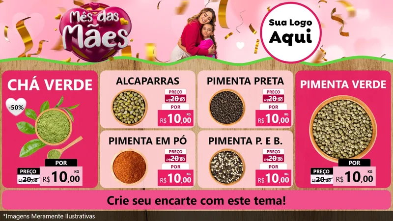 Modelo de TV para TV Horizontal com o tema Mês das Mães para Produtos Naturais