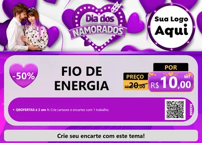 Modelo de Cartaz para Cartaz A4 Horizontal com o tema Dia dos Namorados para Materiais Elétricos