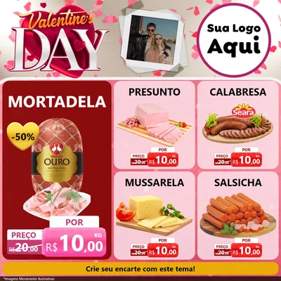 Modelo de Rede Social para Feed Facebook com o tema Valentine's Day para Frios e Laticínios