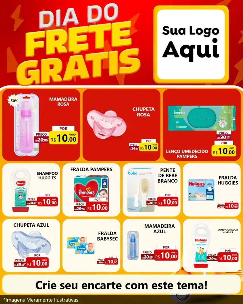 Modelo de Rede Social para Feed Instagram com o tema Dia do Frete Grátis para Bebês