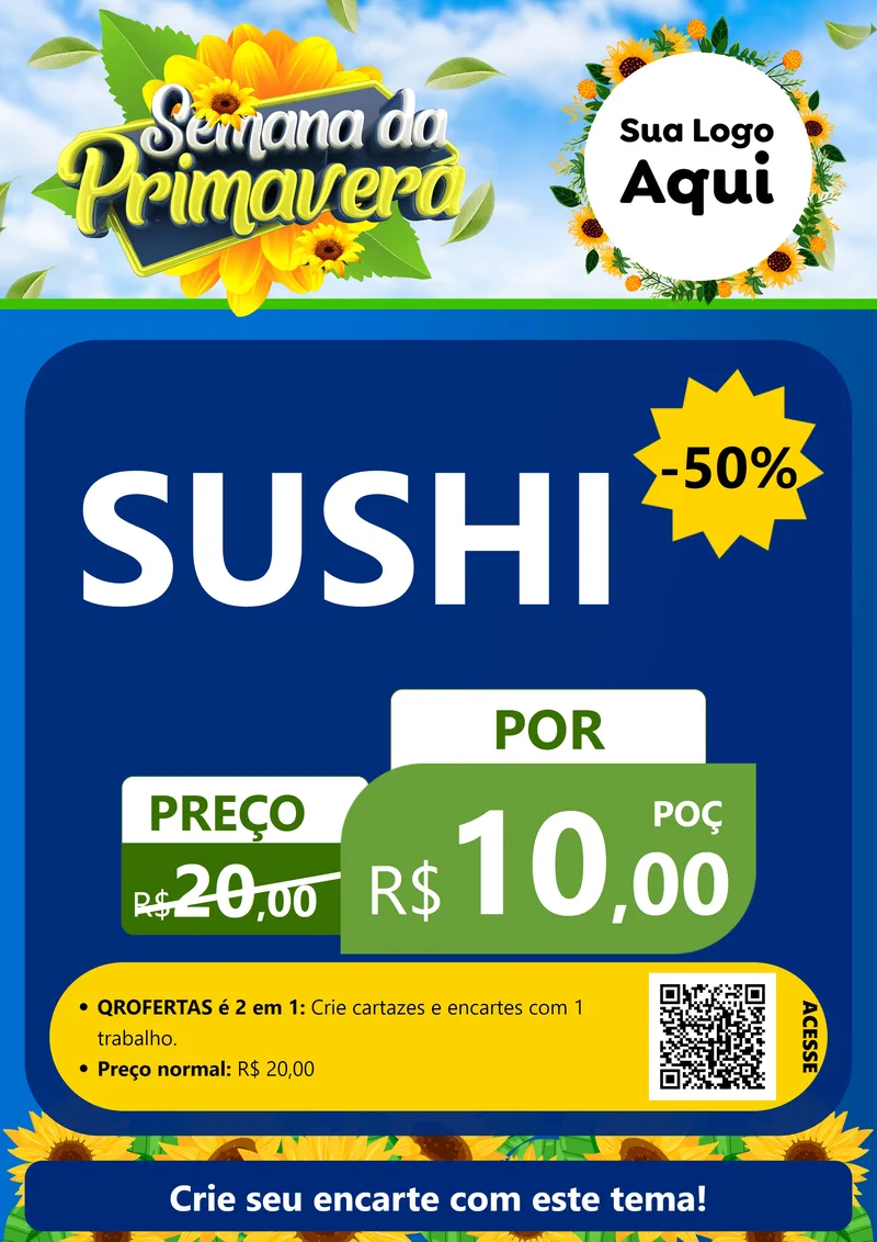 Modelo de Cartaz para Cartaz A4 Vertical com o tema Semana da Primavera para Comida japonesa