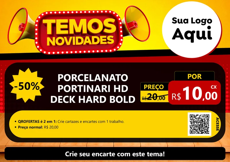 Modelo de Cartaz para Cartaz A4 Horizontal com o tema Temos Novidades para Pisos e revestimentos