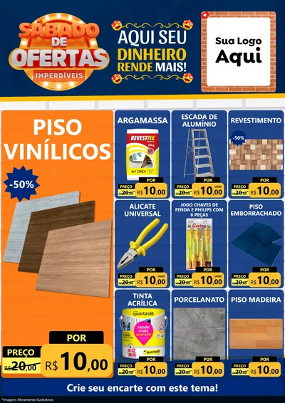 Modelo de Encarte para Encarte A4 Vertical com o tema Sábado de Ofertas Imperdíveis para Material para Construção