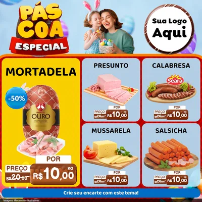 Modelo de Rede Social para Feed Facebook com o tema Páscoa Especial para Frios e Laticínios