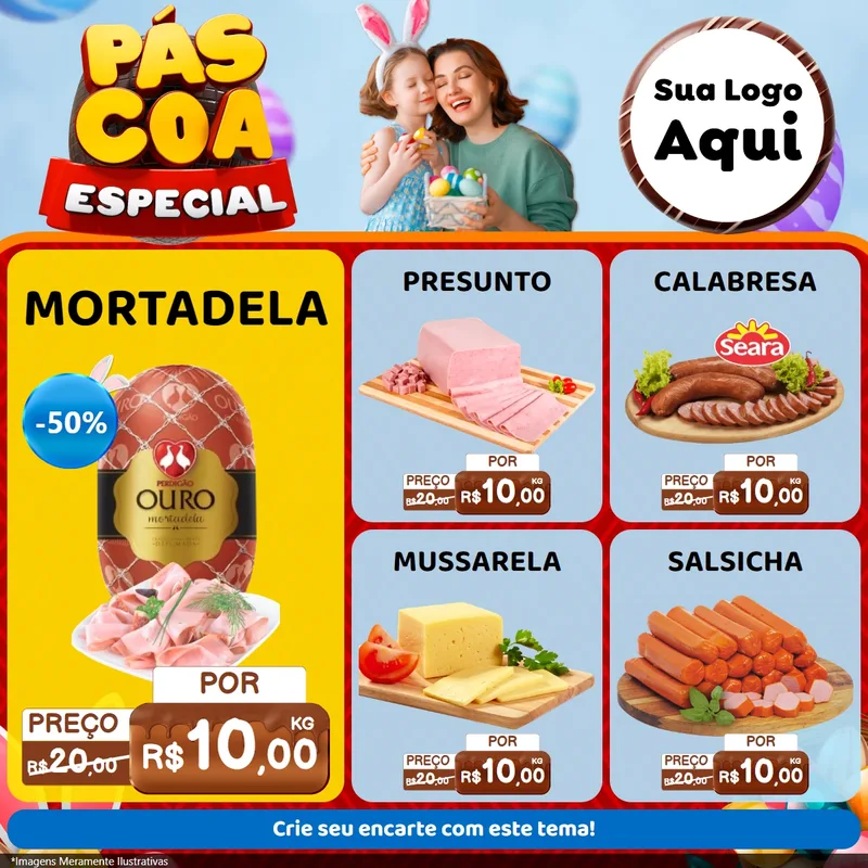 Modelo de Rede Social para Feed Facebook com o tema Páscoa Especial para Frios e Laticínios