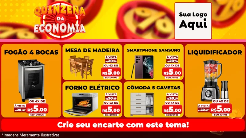 Modelo de TV para TV Horizontal com o tema Quinzena Da Economia para Móveis e Eletro