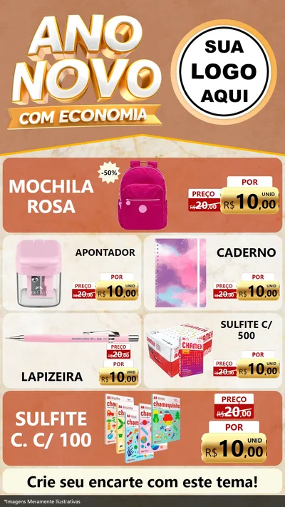 Modelo de TV para TV Vertical com o tema Ano Novo Com Economia para Papelaria