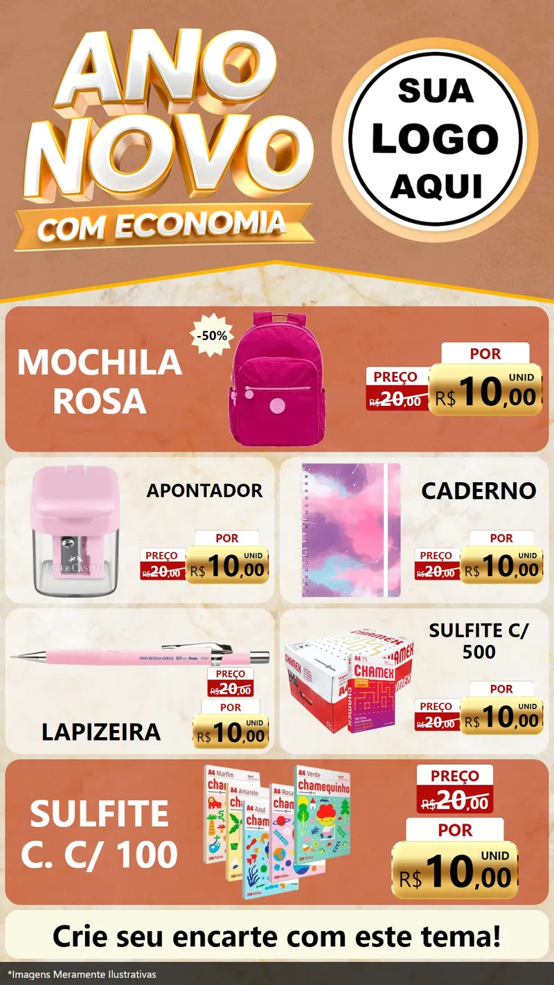 Modelo de TV para TV Vertical com o tema Ano Novo Com Economia para Papelaria