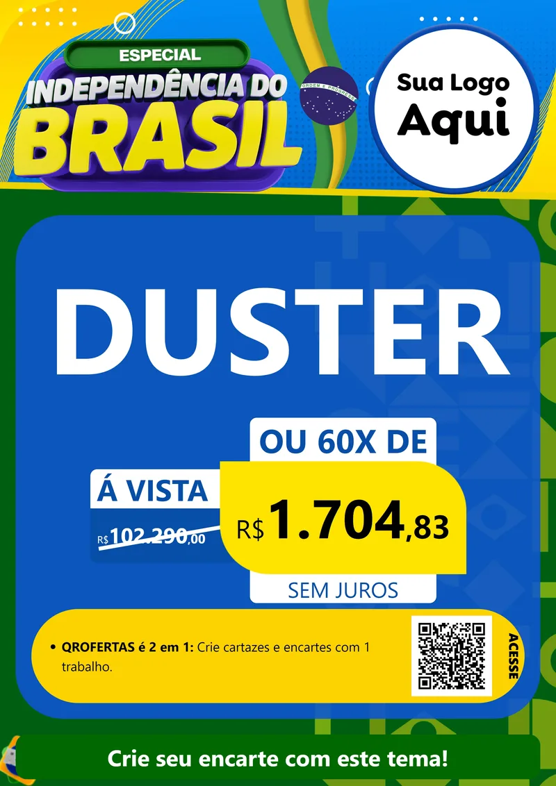 Modelo de Cartaz para Cartaz A4 Vertical com o tema Especial Independência do Brasil para Concessionaria de Carros