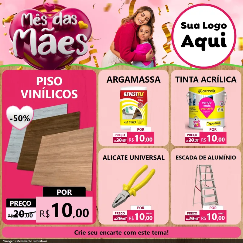 Modelo de Rede Social para Feed Facebook com o tema Mês das Mães para Material para Construção