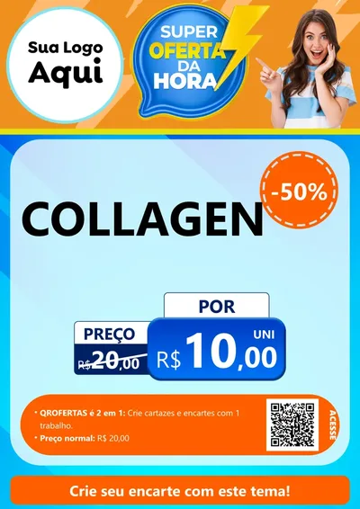Modelo de Cartaz para Cartaz A4 Vertical com o tema Super Oferta da Hora para Suplementos alimentares