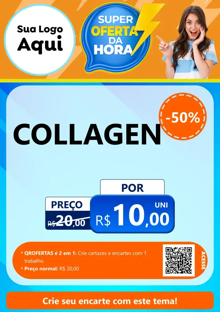 Modelo de Cartaz para Cartaz A4 Vertical com o tema Super Oferta da Hora para Suplementos alimentares