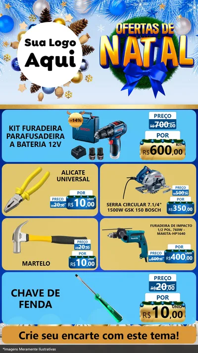 Modelo de TV para TV Vertical com o tema Ofertas de Natal para Maquinas e Ferramentas
