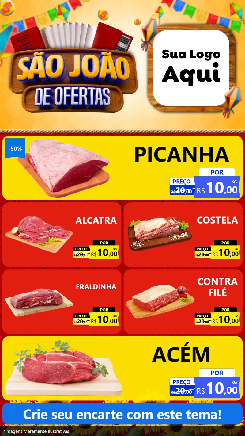 Modelo de TV para TV Vertical com o tema São João de Ofertas para Açougue