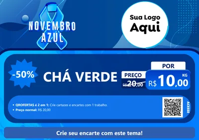 Modelo de Cartaz para Cartaz A4 Horizontal com o tema Novembro Azul para Produtos Naturais