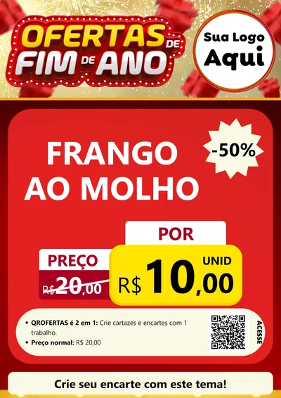 Modelo de Cartaz para Cartaz A4 Vertical com o tema Ofertas de Fim de Ano para Restaurante