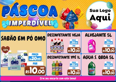 Modelo de Encarte para Encarte A4 Horizontal com o tema Páscoa Imperdível para Produtos de Limpeza