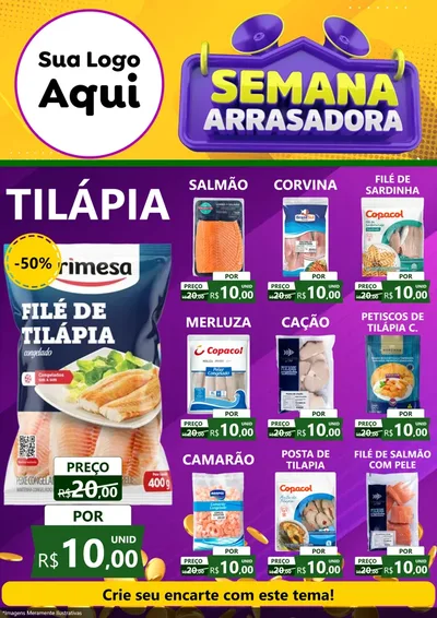 Modelo de Encarte para Encarte A4 Vertical com o tema Semana Arrasadora para Peixaria