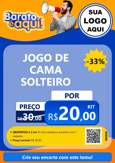 Modelo de Cartaz para Cartaz A4 Vertical com o tema Barato é aqui para Cama, Mesa e Banho