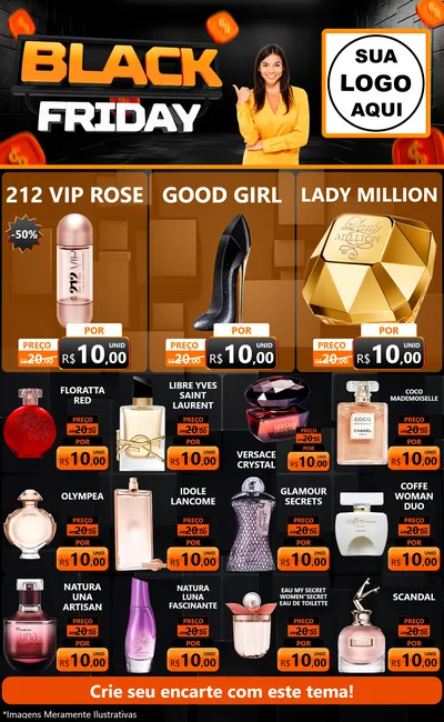 Modelo de Encarte para Encarte Grande com o tema Black Friday para Perfumes