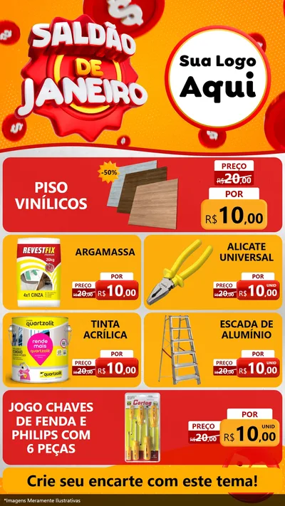 Modelo de TV para TV Vertical com o tema Saldão de Janeiro para Material para Construção