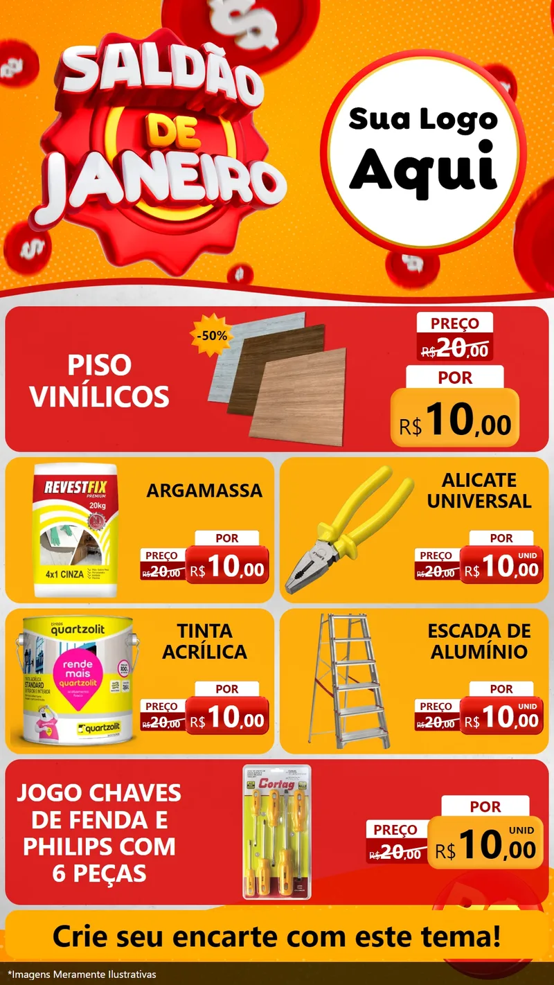 Modelo de TV para TV Vertical com o tema Saldão de Janeiro para Material para Construção
