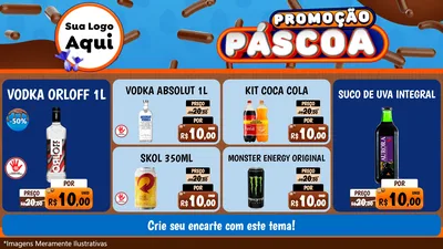 Modelo de TV para TV Horizontal com o tema Promoção Páscoa para Distribuidora de bebidas