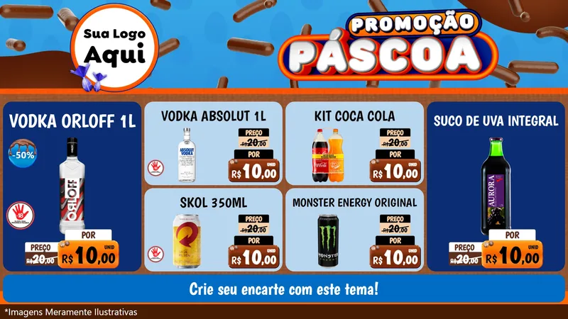 Modelo de TV para TV Horizontal com o tema Promoção Páscoa para Distribuidora de bebidas