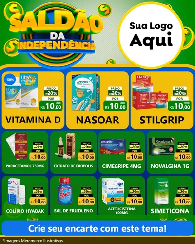 Modelo de Rede Social para Feed Instagram com o tema Saldão da Indepêndencia para Farmácia