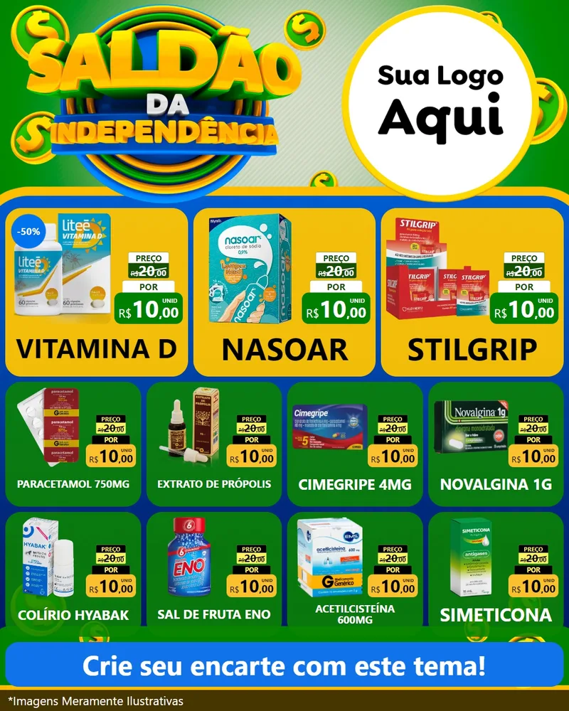 Modelo de Rede Social para Feed Instagram com o tema Saldão da Indepêndencia para Farmácia